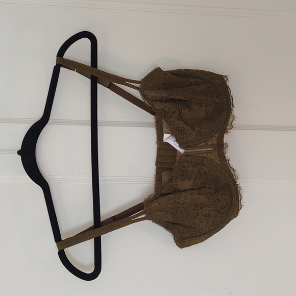 Auden Other - Auden Olive Green Lacy Balconette Coverage Unlined Bra Sz 36D